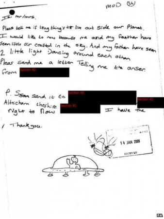 The letter from a school child was sent after she saw strange lights