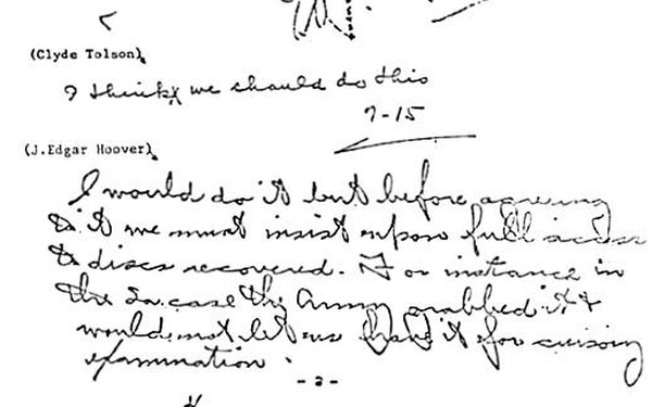 J. Edgar Hoover UFO Memo. The Army Retrieved Crashed Disc.